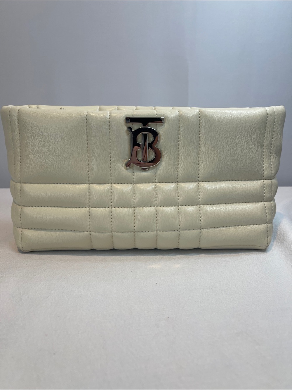 Burberry Lola Small Quilted Leather Shoulder Bag Ivory Cream Authenticated